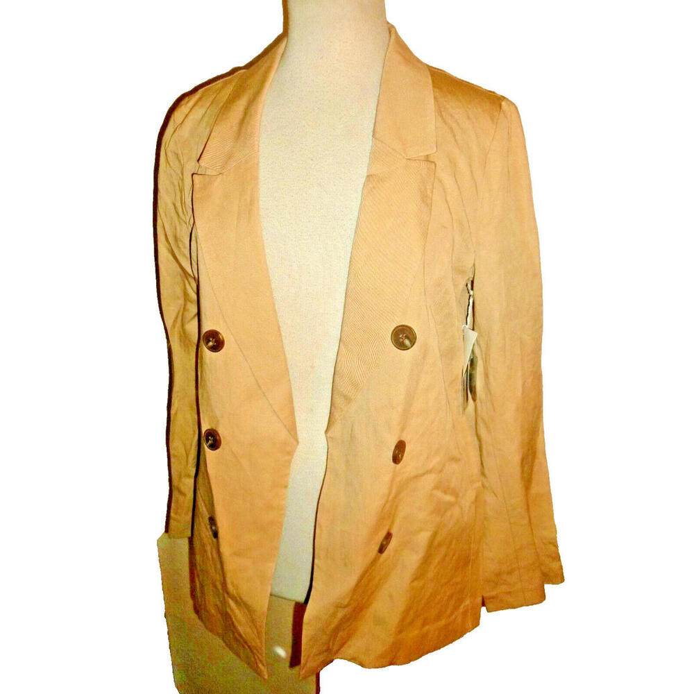 NWT Worthington Rayon Linen Blazer Womens Beige‎ Jacket Lightweight $90 S Small